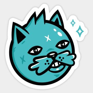 Cute Cat Face, Blue Cat Sticker